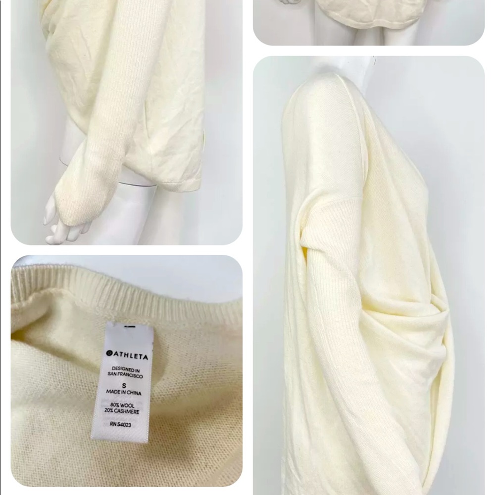Athleta Womens Wool Cashmere Convertible Sweater Size Small Dove Cream